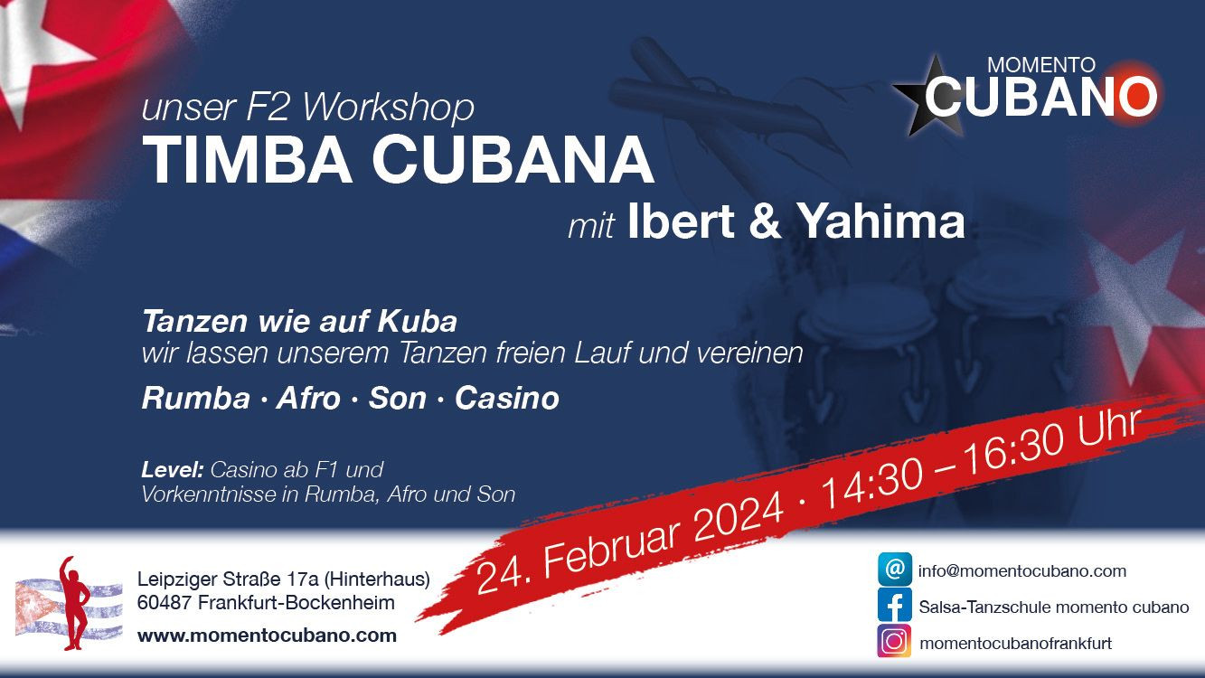 Timba Cubana - ein tänzerischer Cocktail aus Rumba, Afro, Son & Casino (Fortgeschrittene 2) mit Ibert & Yahima am Samstag, 24. Februar