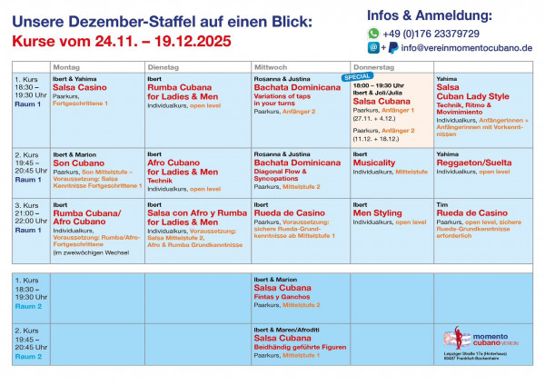 Kurs- & Workshop-Pläne/Staffeln